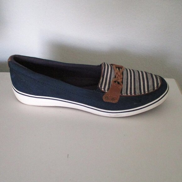 Grasshoppers Ortholite Womens Navy Blue Canvas Flat Loafers - Size 9.5M - Picture 4 of 8